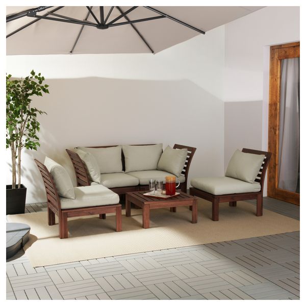 4-местный комплект садовой мебели ЭПЛАРО, коричневая морилка, бежевый Холло бежевый - фото 2