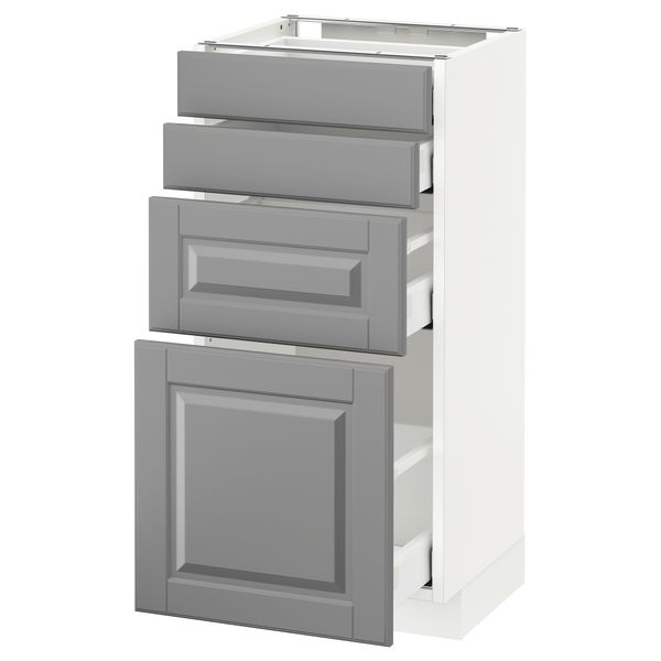 Напольный шкаф 4 фронтальных панели, 4 ящика МЕТОД / МАКСИМЕРА, белый, Будбин серый - схема-чертеж с размерами