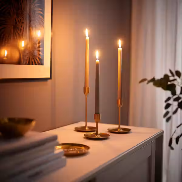 KLOKHET Неароматическая свеча - серо-бежевый 25 см - фото 2