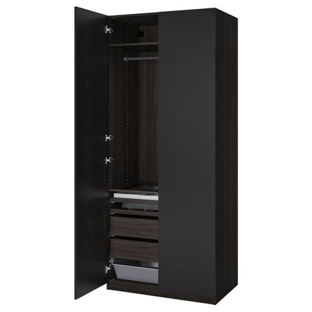 Гардероб, черно-коричневый, Форсанд под мореный ясень, черно-коричневый 100x60x236 см IKEA ПАКС 492.868.93