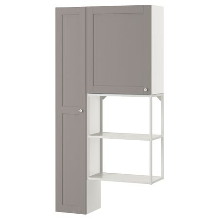 Комбинация для хранения, 90x32x180 см, белый, серый каркас IKEA BEGIVENHET БЕГИВЕНХЕТ 194.802.31