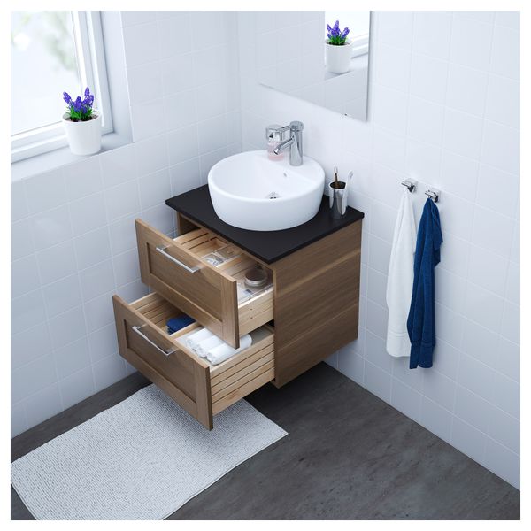 Шкаф для раковины с 2 ящиками ГОДМОРГОН, под грецкий орех грецкий орех - фото 2