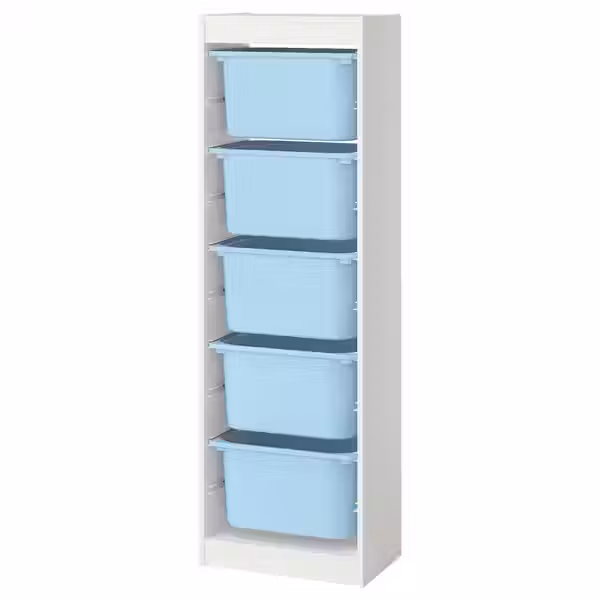 TROFAST Комбинация д/хранения+контейнеры - белый/голубой 46x30x145 см - фото 1