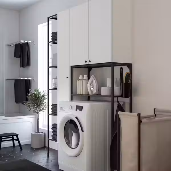 ENHET Комбинация д/хранения - антрацит/белый 140x32x204 см - фото 2