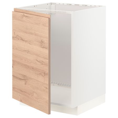 Напольный шкаф для мойки, 60x60 см, белый, Voxtorp под дуб IKEA METOD МЕТОД 794.590.19