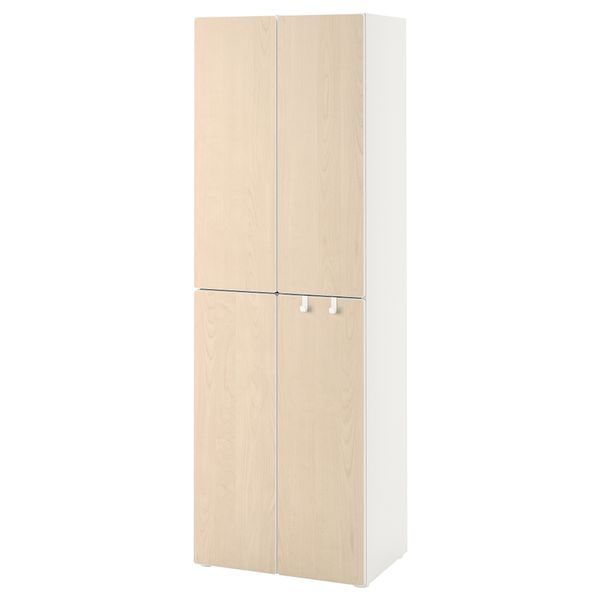 Гардероб, 60x57x181 см, белый береза, с 2 платяными штангами IKEA PLATSA ПЛАТСАA ПЛАТСА, SMÅSTAD СМОСТАД 194.304.82 - фото 2