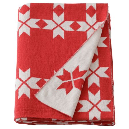 Плед, 130x170 см, красный, белый IKEA VINTERFINT 805.654.10