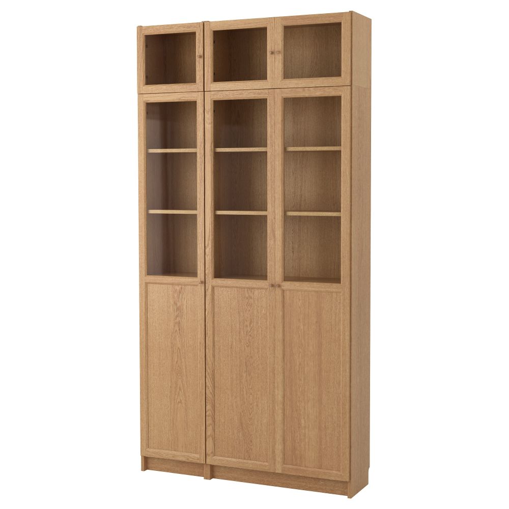 Стеллаж БИЛЛИ / ОКСБЕРГ, дубовый шпон, стекло (120x237x30 см) - фото 1