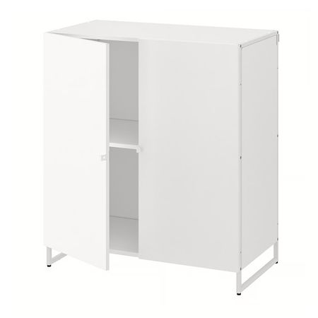 JOSTEIN Стеллаж с дверцами - д/дома/улицы/белый 81x44x90 см