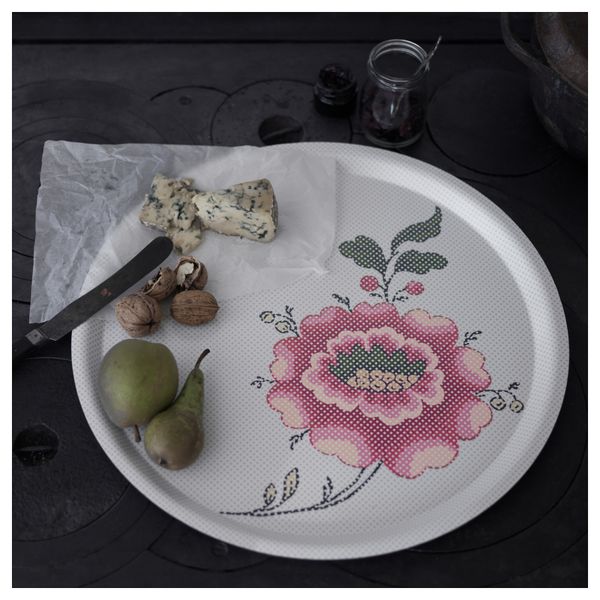 Поднос ИНБЬЮДАНДЕ, цветок, квадраты (43 см) - схема-чертеж с размерами