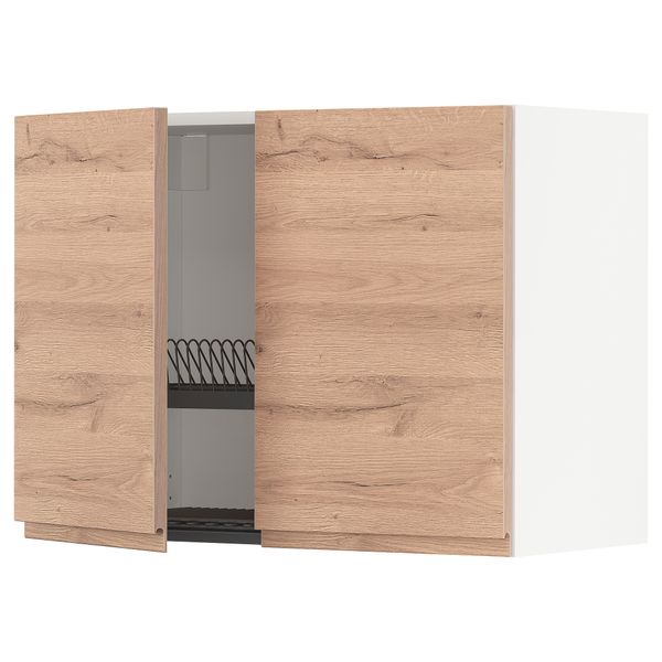 Навесной шкаф с сушилкой, 2 дверцы, 80x60 см, белый, Voxtorp под дуб IKEA METOD МЕТОД 994.678.48 - фото 2