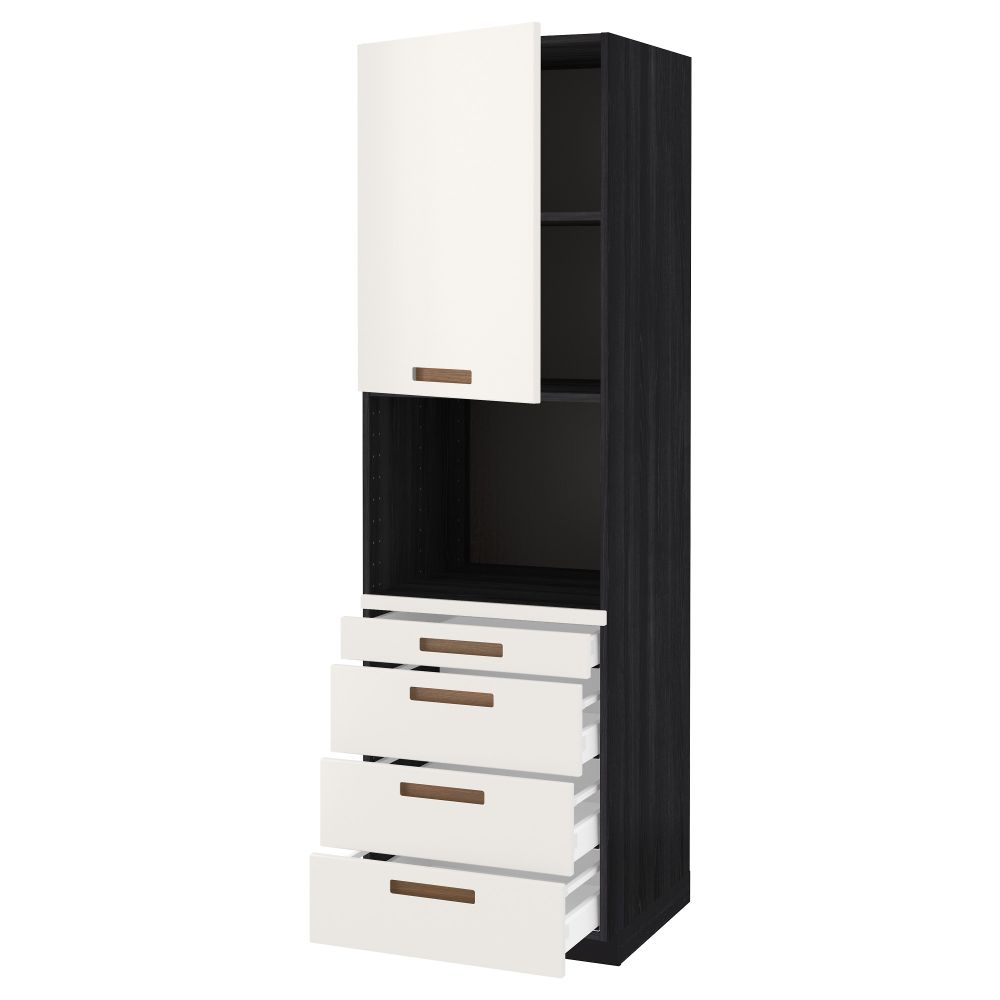 Высокий шкаф для комбинированния СВЧ, 4 ящика МЕТОД / МАКСИМЕРА, черный, Мэрста белый - схема-чертеж с размерами