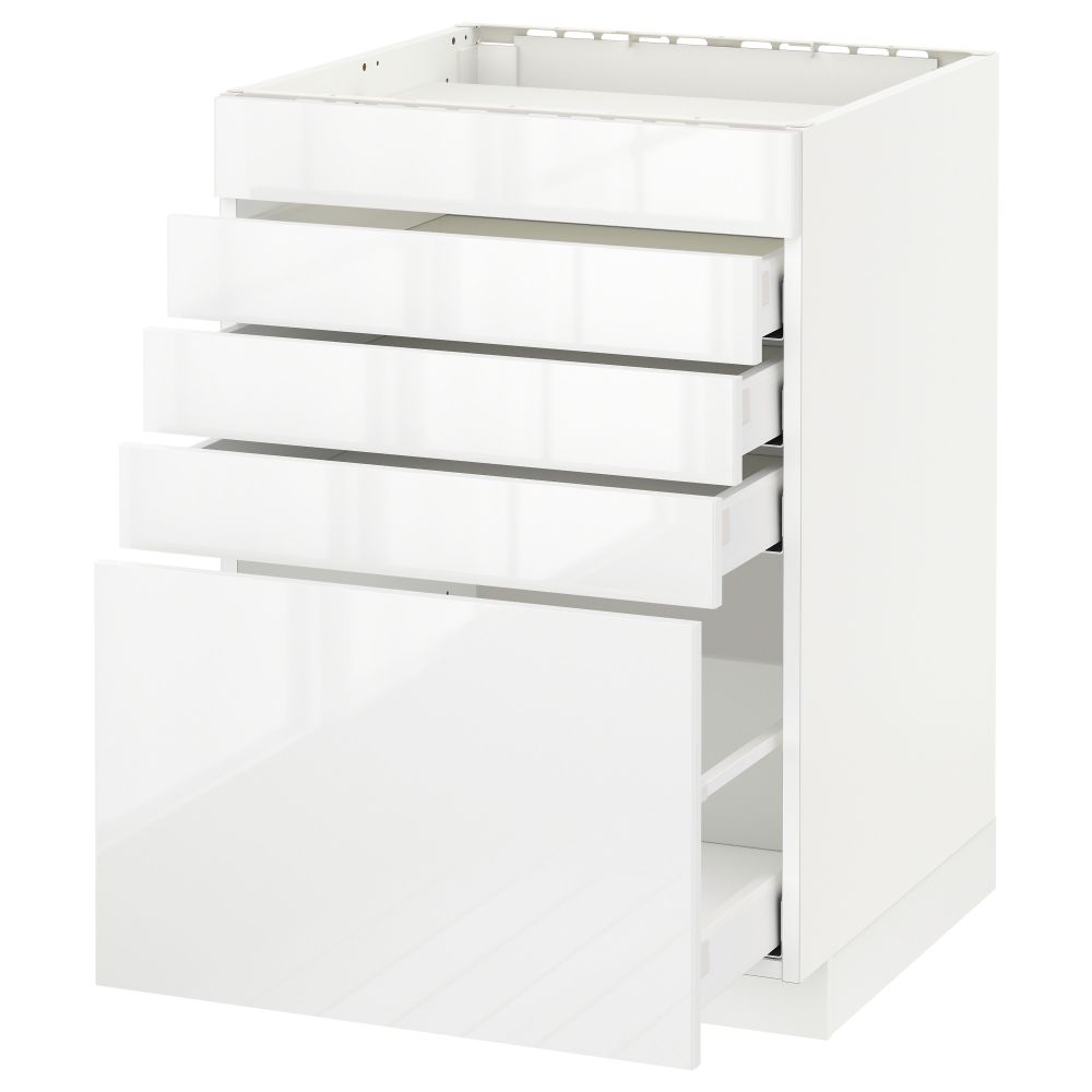 Напольный шкаф для варочной панели, 5 фасадов, 4 ящиков МЕТОД / МАКСИМЕРА, белый, Рингульт белый - схема-чертеж с размерами