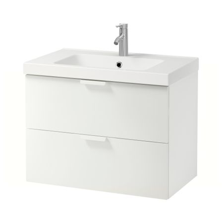 Шкаф для раковины с 2 ящиками ГОДМОРГОН / ОДЕНСВИК, белый (80x49x64 см)