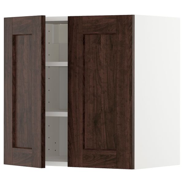Навесной шкаф с полками/2дверцы, белый/Эдсерум коричневый 60x60 см IKEA METOD МЕТОД 893.020.42 - схема-чертеж с размерами