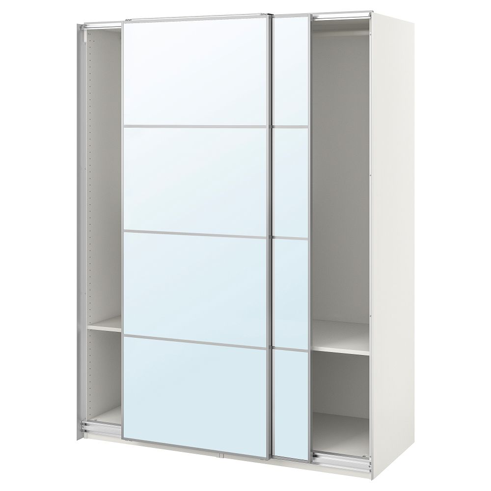 Гардероб, белый, зеркальное стекло, 150x66x201 см IKEA PAX ПАКС, AULI АУЛИ 595.613.48 - фото 1