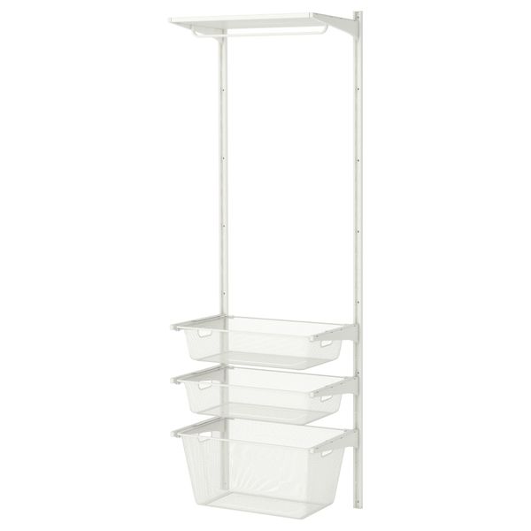 Настенная шина, сетчатые корзины АЛЬГОТ, белый (65x41x197 см) - фото 2