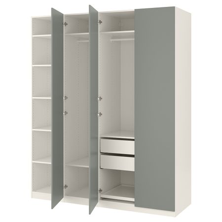 Гардероб, белый, Реинсволл серо-зеленый, 200x60x236 см IKEA ПАКС 492.518.17