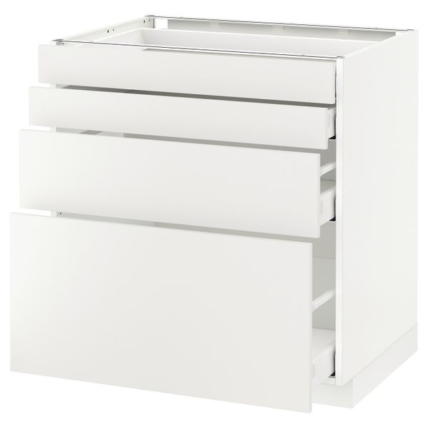 Напольный шкаф 4 фронтальных панели, 4 ящика, белый/Хэггеби белый 80x60 см IKEA METOD МЕТОД / MAXIMERA МАКСИМЕРА 792.314.51 - схема-чертеж с размерами