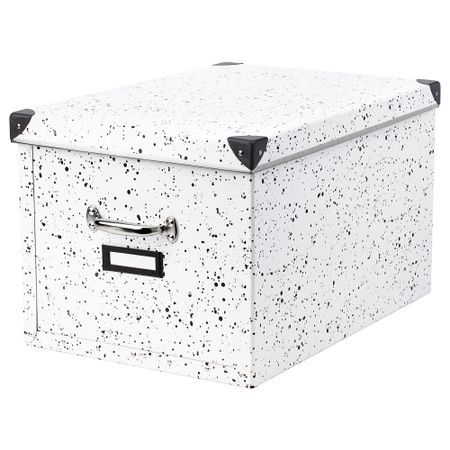 Коробка с крышкой ФЬЕЛЛА, белый, в горошек (35x56x30 см)