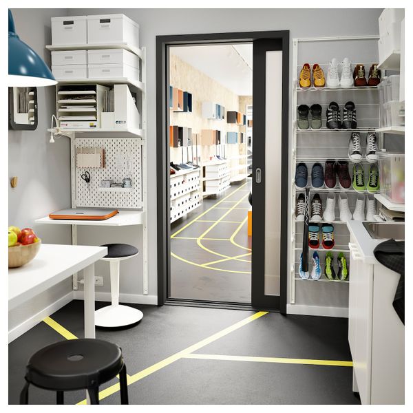 Настенная шина/полки, белый 66x61x197 см IKEA АЛЬГОТ 892.303.52 - схема-чертеж с размерами