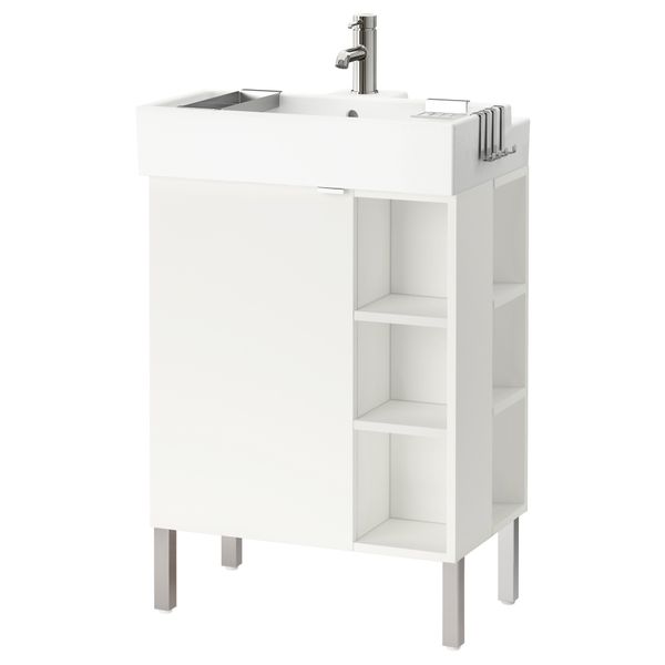 Шкаф под раковину с 1 дверцей, 2 открывающихся полки ЛИЛЛОНГЕН, белый (60x41x92 см) - фото 1