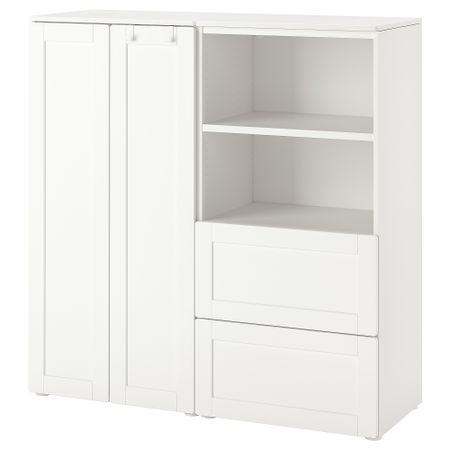 Комбинация для хранения, белый, с рамой, 120x42x123 см IKEA PLATSA ПЛАТСАA ПЛАТСА, SMÅSTAD СМОСТАД 394.289.54