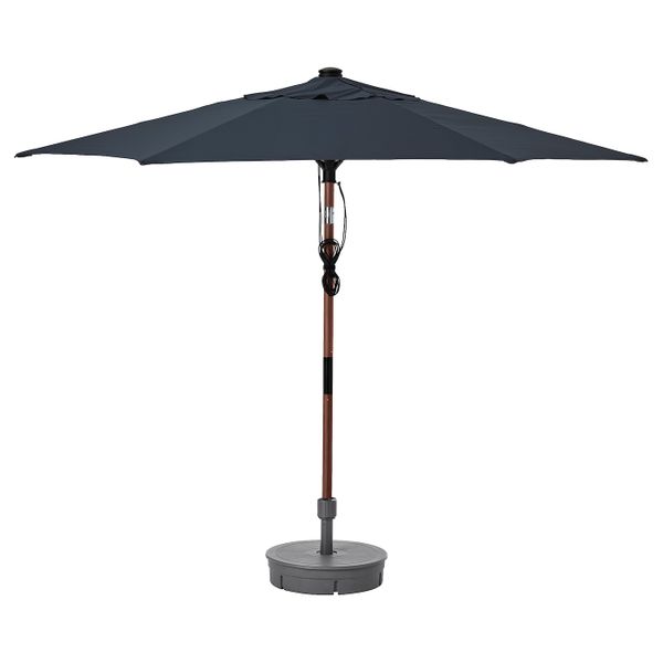Зонт от солнца с опорой, под коричневое дерево темно-синий/Гритэ 300 см IKEA БЕТСО / ЛИНДЭЙА 693.247.85 - фото 1