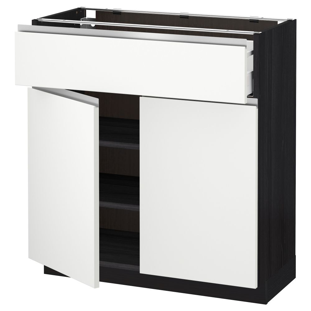 Напольный шкаф + ящик, 2 дверцы МЕТОД / МАКСИМЕРА, черный, Нодста белый - схема-чертеж с размерами