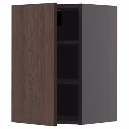 METOD Навесной шкаф с полками - черно-серый/Sinarp коричневый 40x60 см