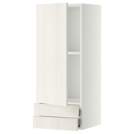 Навесной шкаф с дверцей, 2 ящика МЕТОД / ФОРВАРА, белый, Росдаль белый