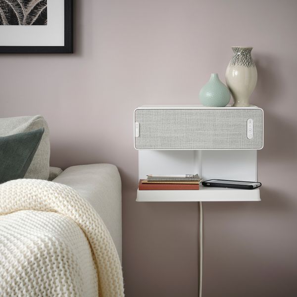 Полка с беспроводной зарядкой, белый IKEA SYRLIG СИРЛИГMFONISK 205.210.56 - фото 6