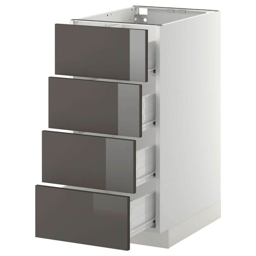 Напольный шкаф 4 фронтальных панели, 4 ящика МЕТОД / ФОРВАРА, белый, Рингульт серый - схема-чертеж с размерами