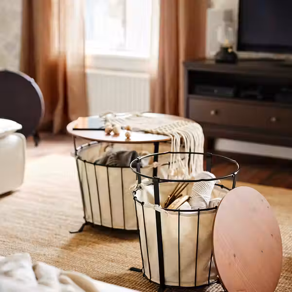 ÄNGESBYN Столик с отделениями д/хранения - чёрный/сосна светло-коричневая морилка 60 см - фото 3