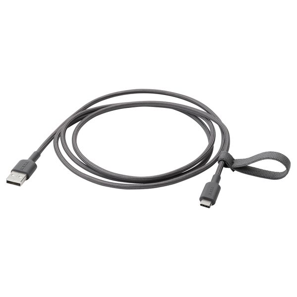 Кабель USB-A–USB-C, темно-серый, 1.5 м IKEA LILLÅNGEN ЛИЛЛОНГЕНHULT ЛИЛЛЬХУЛЬТ 705.276.02 - фото 1