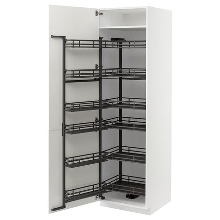 METOD Высокий шкаф с выдвижным модулем - белый/Vallstena белый 60x60x200 см