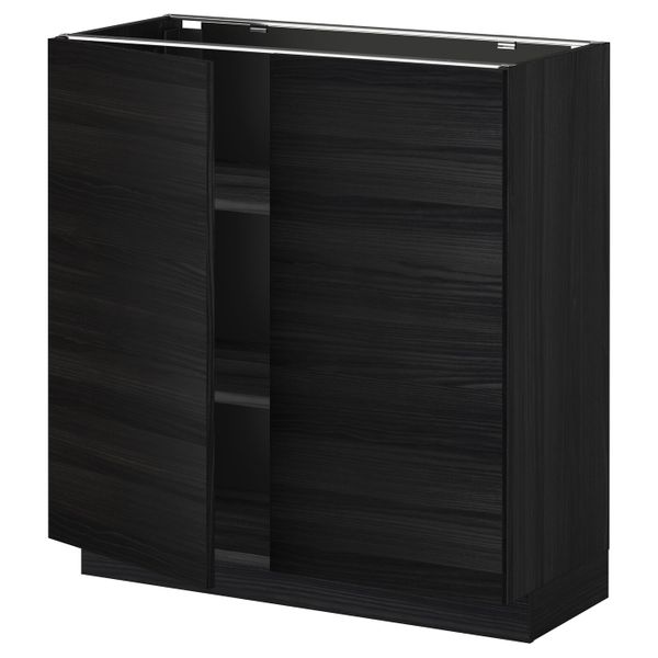 Напольный шкаф с полками/2двери, черный, Тингсрид черный 80x37 см IKEA МЕТОД 192.318.35 - схема-чертеж с размерами