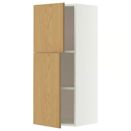 METOD Навесной шкаф с полками/2дверцы - белый/Sinarp дубовый шпон 40x100 см
