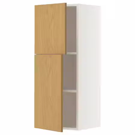 METOD Навесной шкаф с полками/2дверцы - белый/Sinarp дубовый шпон 40x100 см