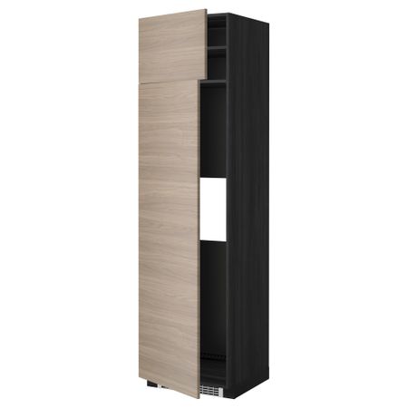 Высокий шкаф для холодильника или морозильник МЕТОД, черный, Брокхульт светло-серый