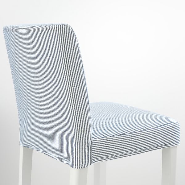 Стул барный, белый/Роммеле темно-синий/белый 75 см IKEA BERGMUND БЕРГМУНД 993.997.55 - фото 3