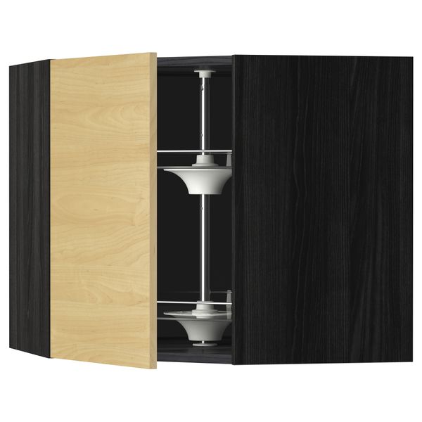 Угловой навесной шкаф с вращающейся секцией МЕТОД, черный, Тингсрид береза - схема-чертеж с размерами