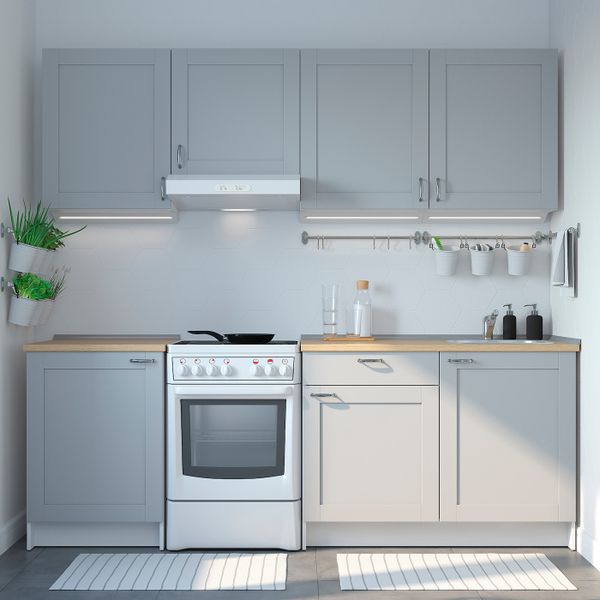 Кухня, серый 240x61x220 см IKEA KNOXHULT КНОКСХУЛЬТ 594.005.72 - схема-чертеж с размерами