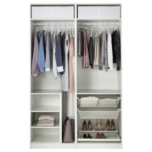 Гардероб, белый Хокксунд, глянцевый светло-серый 150x66x236 см IKEA ПАКС 893.056.58 - схема-чертеж с размерами