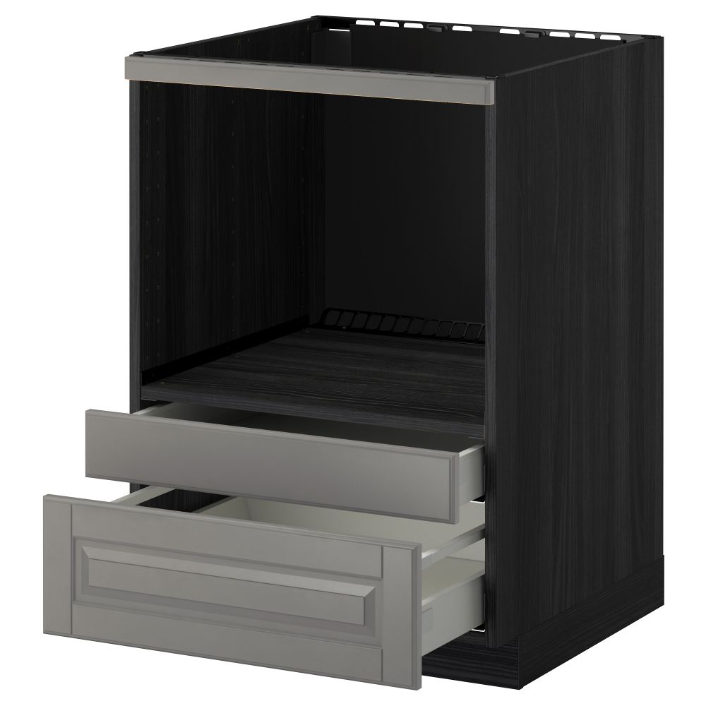 Напольный шкаф для комбинирования СВЧ, ящики МЕТОД / МАКСИМЕРА, черный, Будбин серый (60x60 см) - схема-чертеж с размерами