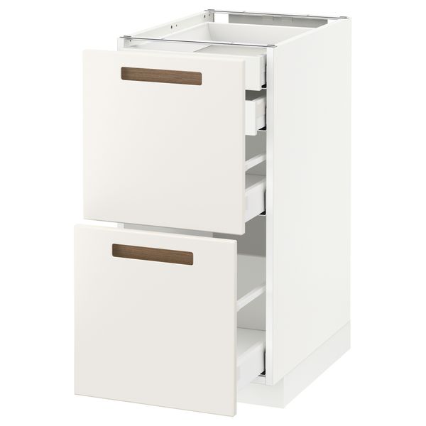 Напольный шкаф 2 фронтальные панели, 2 нижних, 1 средний, 1 высокий ящик МЕТОД / МАКСИМЕРА, белый, Мэрста белый - схема-чертеж с размерами