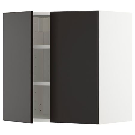 Навесной шкаф с полками/2дверцы, белый/Кунгсбакка антрацит 60x60 см IKEA METOD МЕТОД 693.010.48