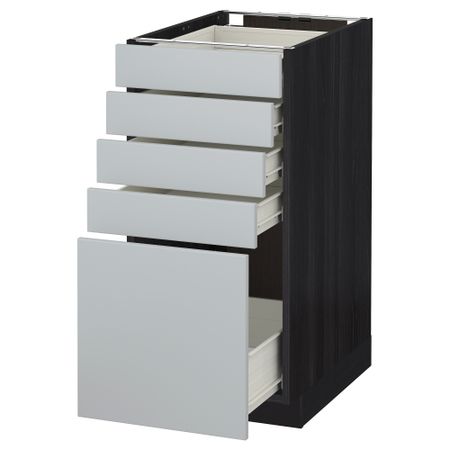 Напольный шкаф с 5 ящиками МЕТОД / ФОРВАРА, черный, Веддинге серый