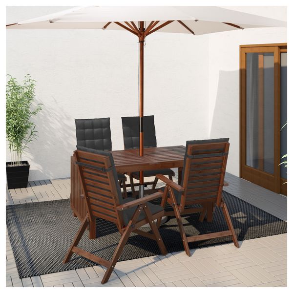 Стол + 4 кресла, для сада ЭПЛАРО, коричневая морилка, Холло черный - фото 2