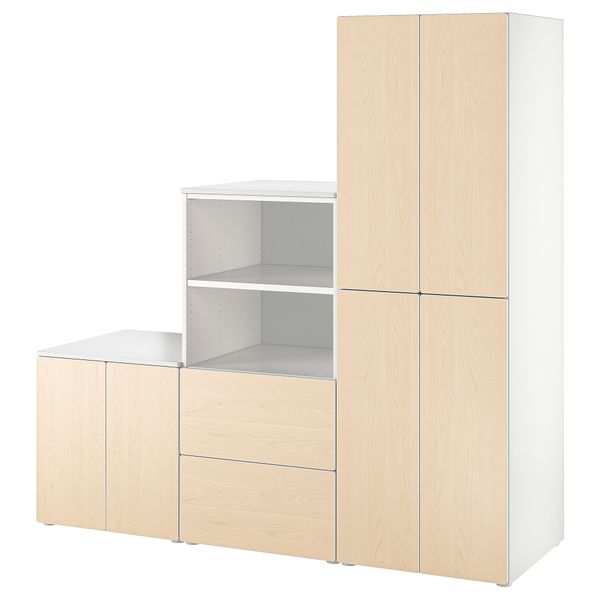 Комбинация для хранения, 180x57x181 см, белый, береза IKEA PLATSA ПЛАТСАA ПЛАТСА, SMÅSTAD СМОСТАД 994.876.34 - фото 1
